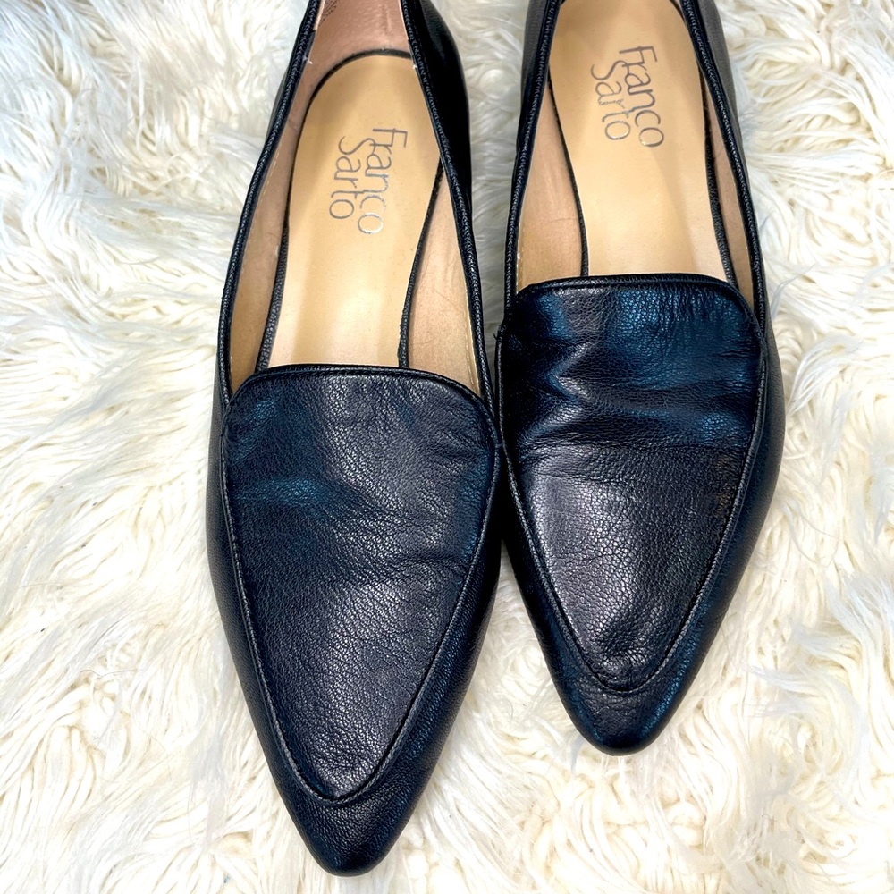 🖤 Black Leather Franco Sarto Pointed Toe Flats 🖤